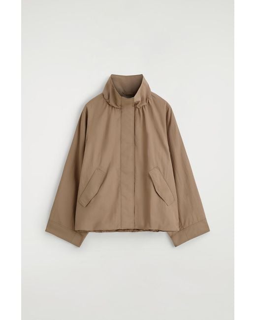 COS Nylon Funnel-Neck Jacket in Natural | Lyst