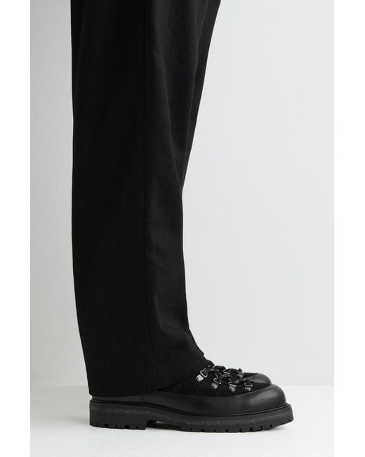 COS Black Leather Hiking Shoes for men