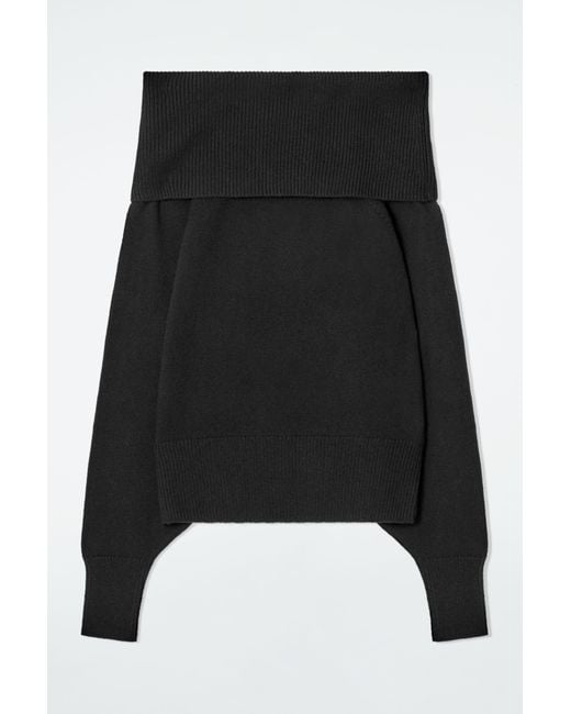 COS Black Off-the-shoulder Merino Wool Sweater