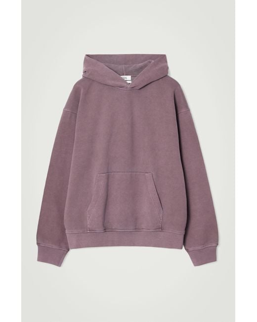 COS Purple Washed Cotton-jersey Hoodie for men