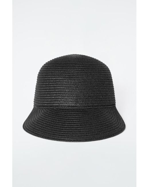 COS Black Woven Straw Baseball Cap