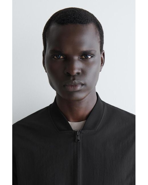 COS Black Nylon-Panelled Bomber Jacket for men