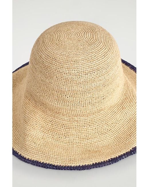 COS Natural Contrast-Trim Raffia Hat
