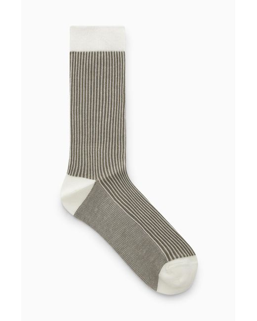 COS Gray Ribbed Striped Socks