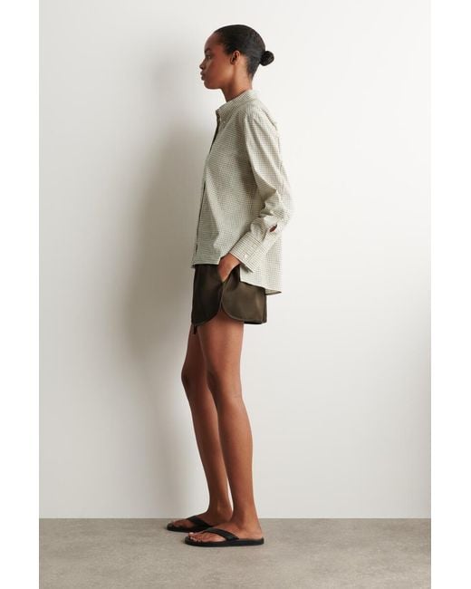 COS Natural Fringed Checked Linen-Cotton Shirt