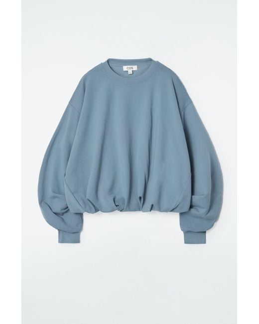COS Bubble-hem Sweatshirt in Blue Lyst