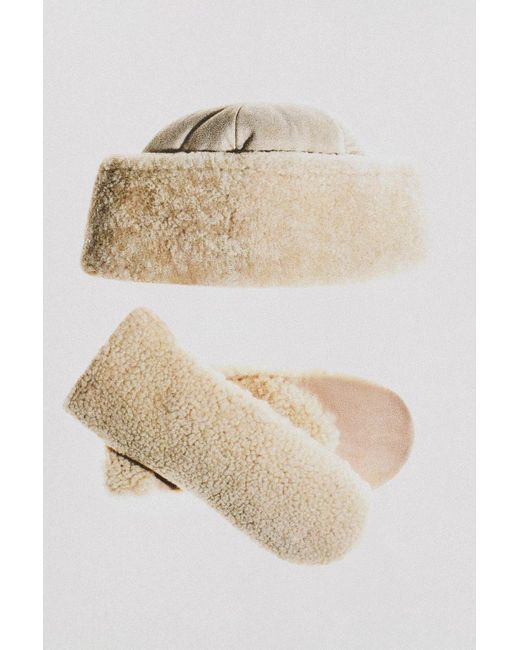 Cos Mittens COS Shearling Mittens in Natural | Lyst UK
