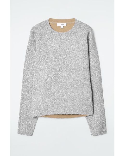 COS Gray Oversized Sparkly Merino Wool Jumper
