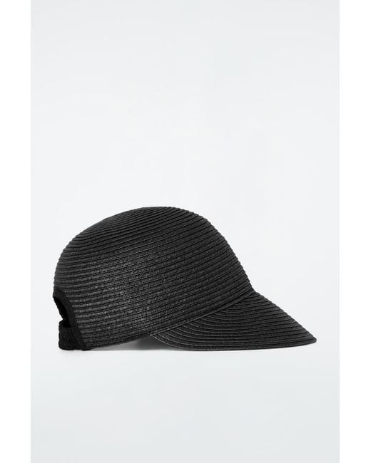 COS Black Woven Straw Baseball Cap