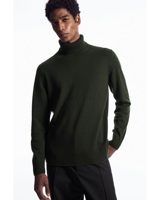 COS Green Wool-cashmere Turtleneck Jumper for men