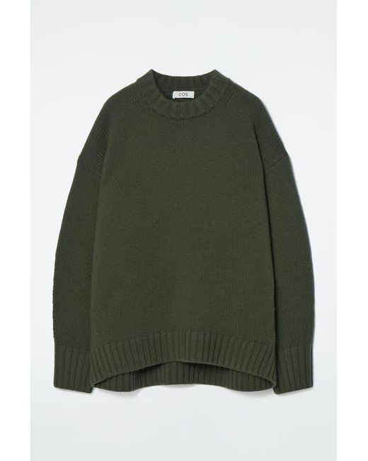 COS Green Chunky Pure Cashmere Crew-neck Jumper
