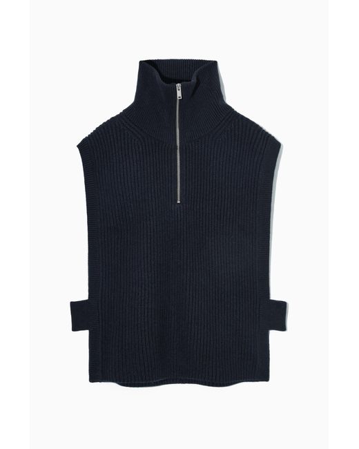 COS Blue Zip-front Knitted Hybrid Tank for men