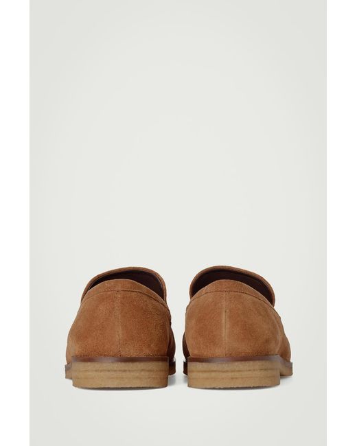 COS Brown Gathered Suede Loafers for men