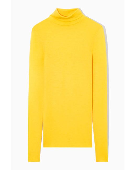 COS Slim-fit Merino Wool Turtleneck Top in Yellow | Lyst