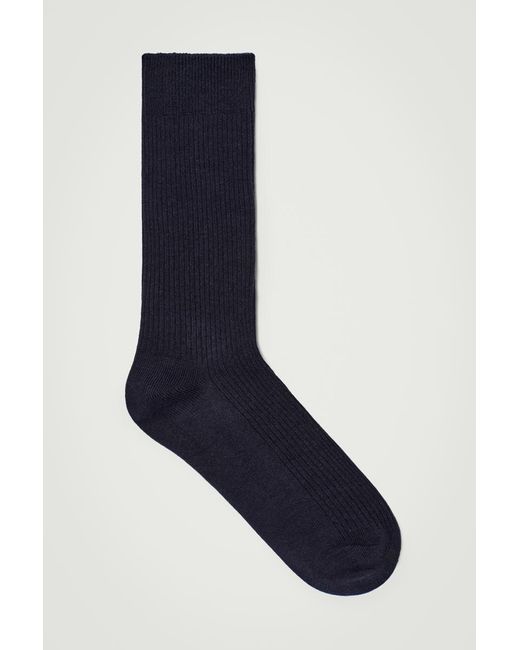 COS Blue Ribbed Socks for men