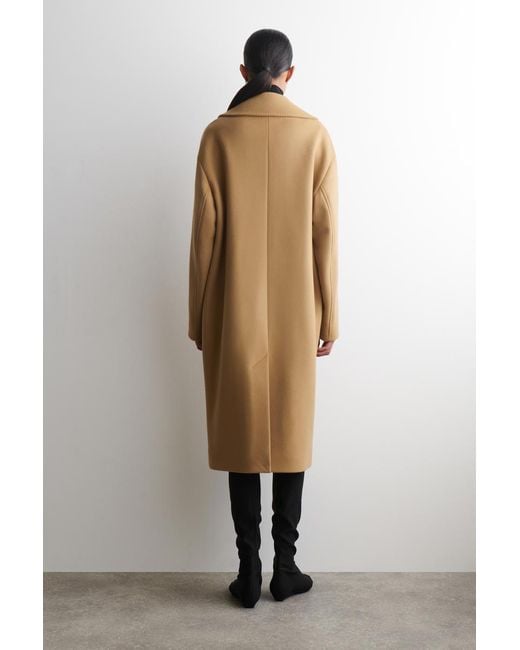 COS Natural Oversized Double-Breasted Wool Long Coat