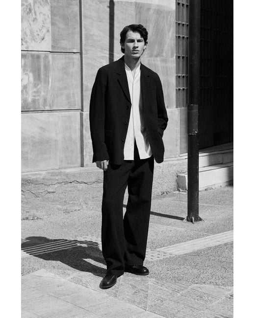 COS Black Seersucker Relaxed-Fit Straight-Leg Pants for men