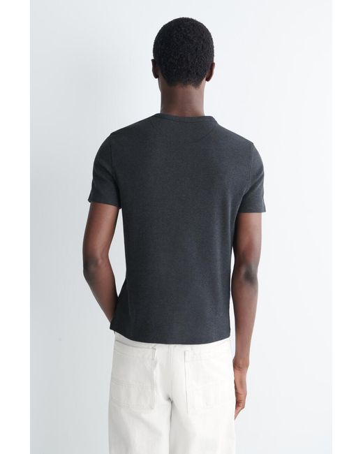 COS Black Slim-fit Ribbed Henley T-shirt In Navy for men