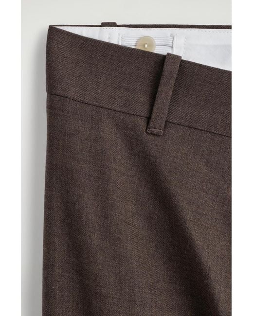 COS Brown Wool Regular-Fit Tapered Trousers for men