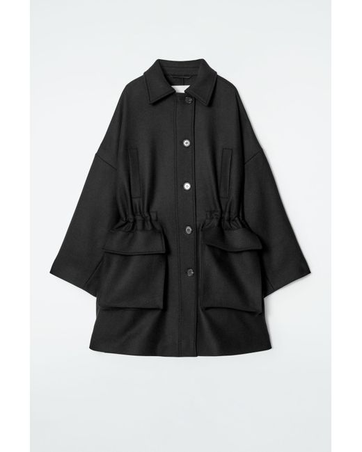 COS Black Oversized Wool Workwear Coat