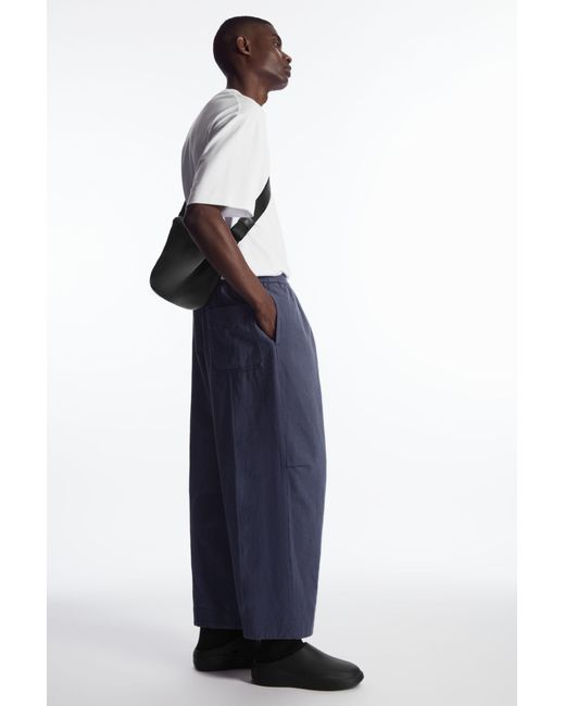 COS Blue Pleated Wide-leg Chambray Pants for men
