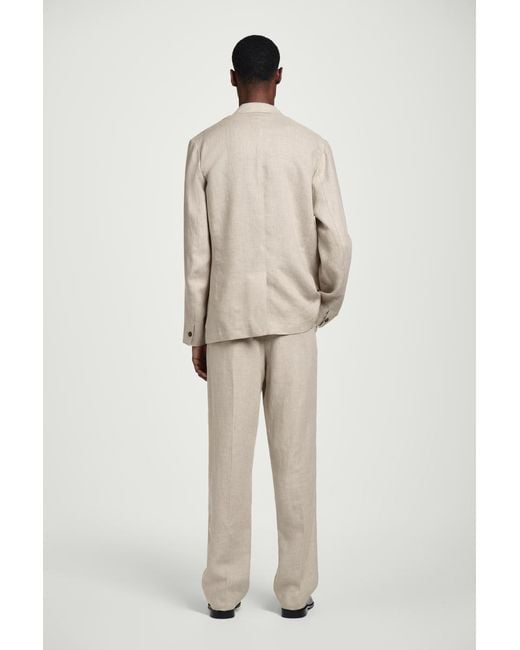 COS Natural Single-Breasted Linen Blazer for men