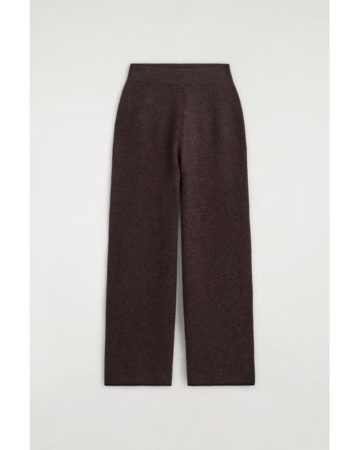 COS Brown Boiled Merino Wool Wide-Leg Pants
