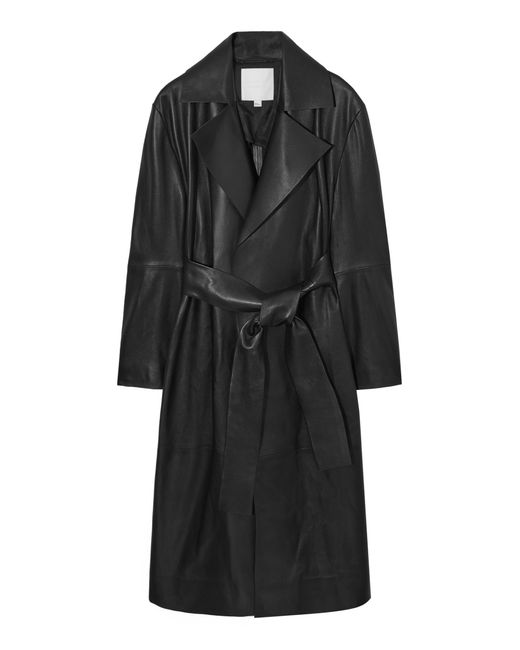 COS Black Oversized Leather Trench Coat