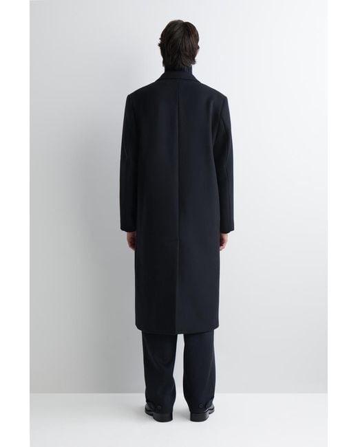 COS Blue Single-Breasted Wool Long Coat for men