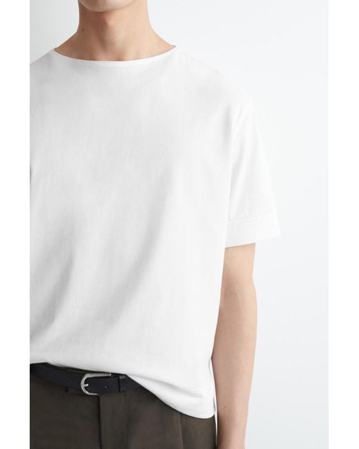 COS White Boat-Neck Cotton T-Shirt for men