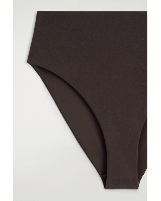 COS Brown Textured High-Waisted Bikini Briefs