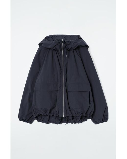 COS Blue Technical Hooded Parka Jacket