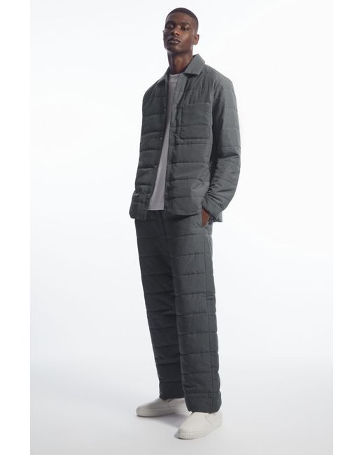 COS Gray Quilted Padded Trousers for men