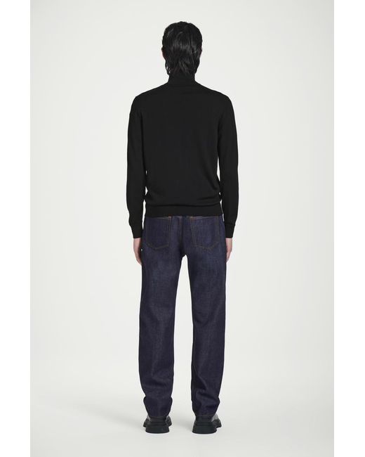 COS Black Funnel-neck Merino Wool Zip-up Cardigan for men