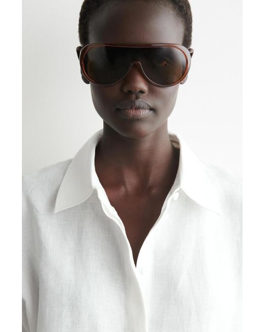 COS White Oversized Short-Sleeved Linen Shirt
