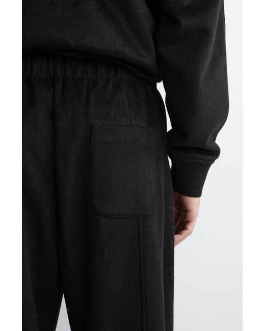 COS Black Wool-Blend Barrel-Leg Pants for men