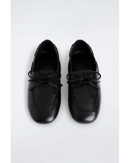 COS White Leather Moccasin Driving Shoes for men