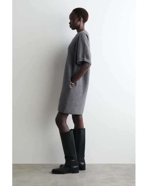 COS Gray Sculpted Merino Wool Mini Dress