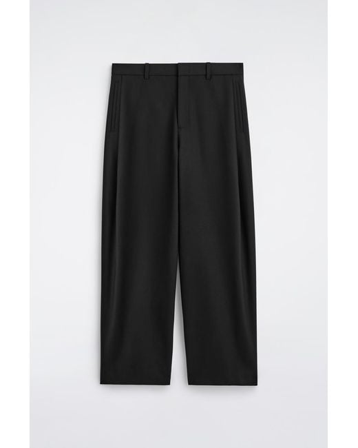 COS Black Pleated Wool Relaxed-Fit Wide-Leg Trousers for men