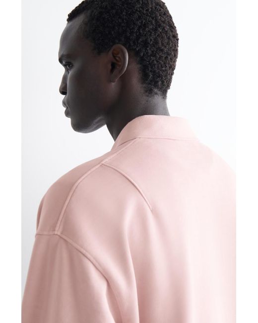 COS Pink Washed-Cotton Polo Sweatshirt for men