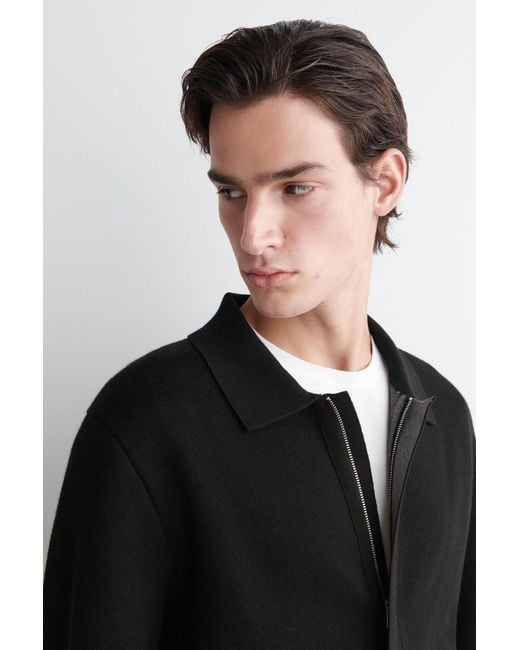 COS Black Double-Faced Wool Knitted Jacket for men