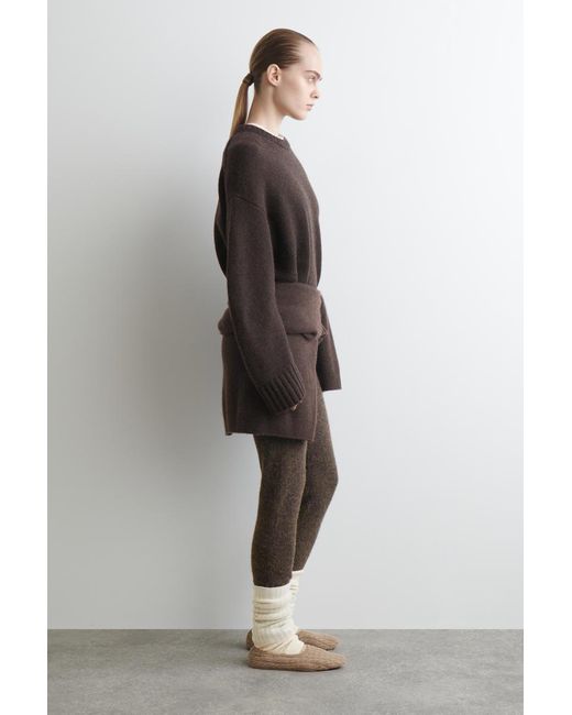 COS Black Cable-Knit Slippers