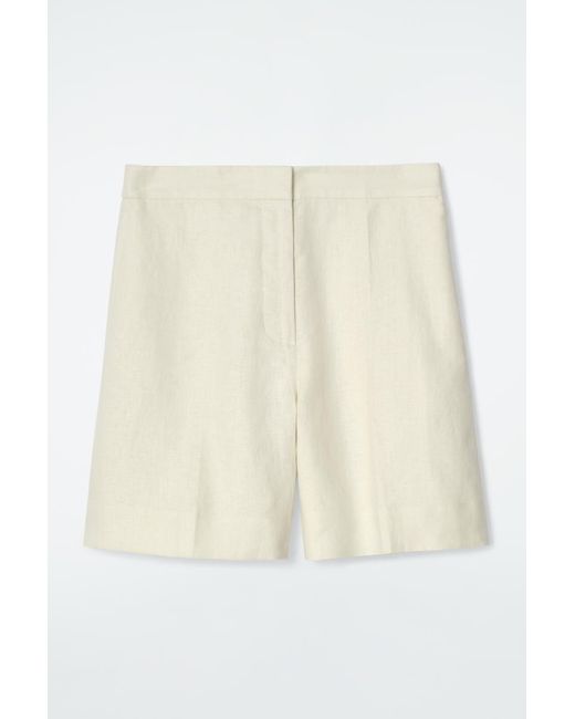 COS White Tailored Elasticated Linen Shorts