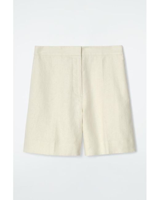COS White Tailored Elasticated Linen Shorts