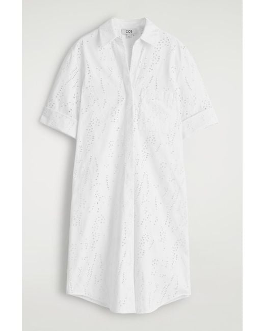 COS White Broderie Anglaise Shirt Dress
