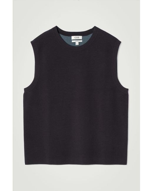 COS Blue Double-Faced Knitted Tank for men