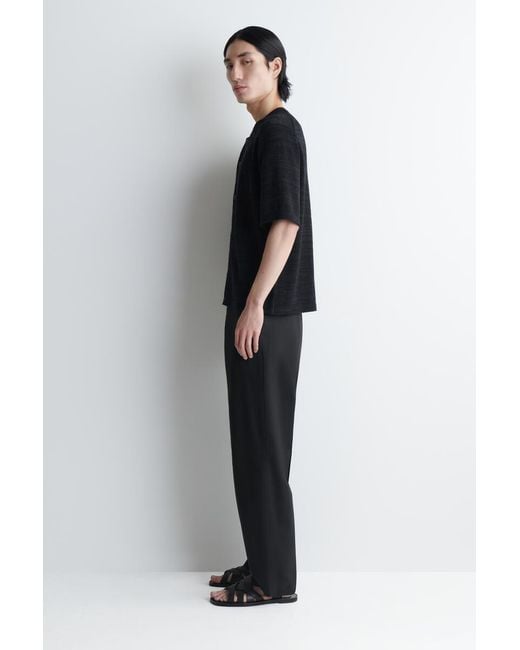 COS Black Bouclé-Knit Short-Sleeved Cardigan for men