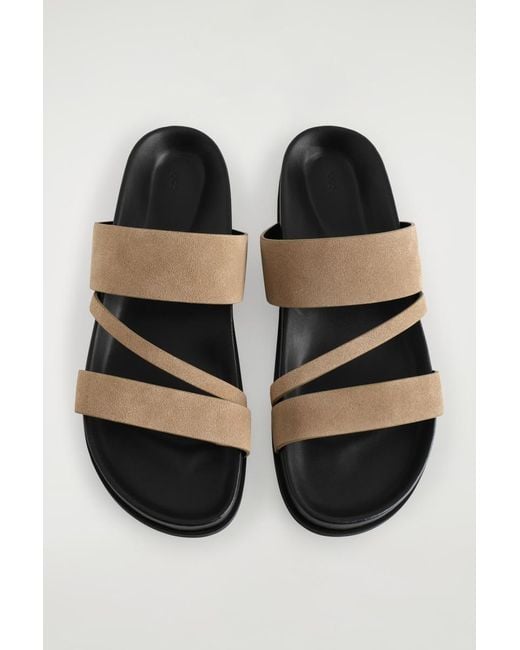 COS Natural Multi-Strap Suede Sandals