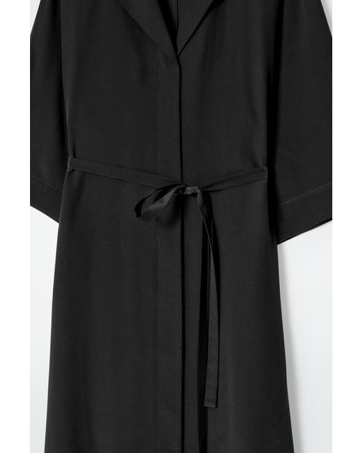 COS Black Belted Silk Shirt Dress