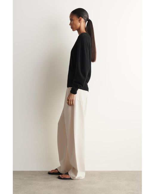 COS Black Sculpted Cashmere V-Neck Jumper